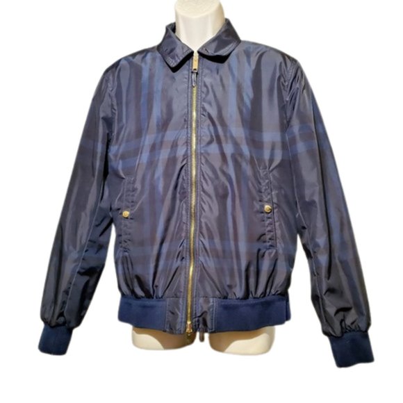 Burberry Blue Plaid Reversible Double-Zipper Jacket Men's Size 52